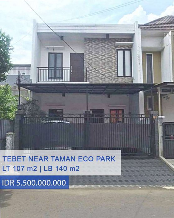 Rumah Dekat Taman Eco Park di Tebet Timur Dalam, Jakarta Selatan
