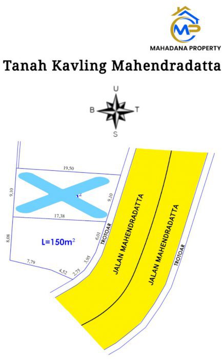 Jual tanah langka jalan utama Mahendradatta kota Denpasar Bali