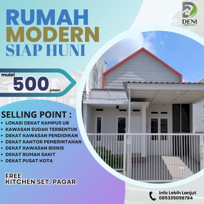 Rumah modern minimalis lokasi di merjosari kota malang