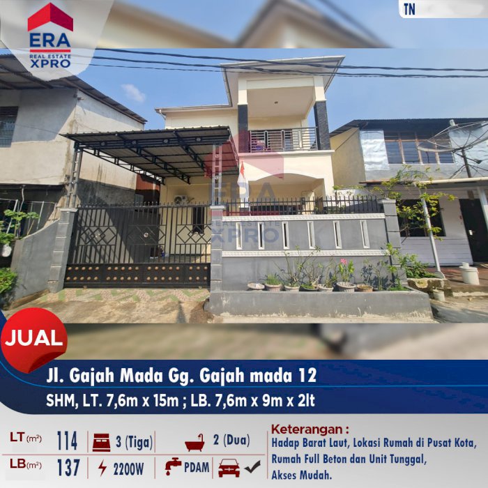 Di Jual Rumah 2 Lantai GajahMada  Pontianak Kalimantan Barat