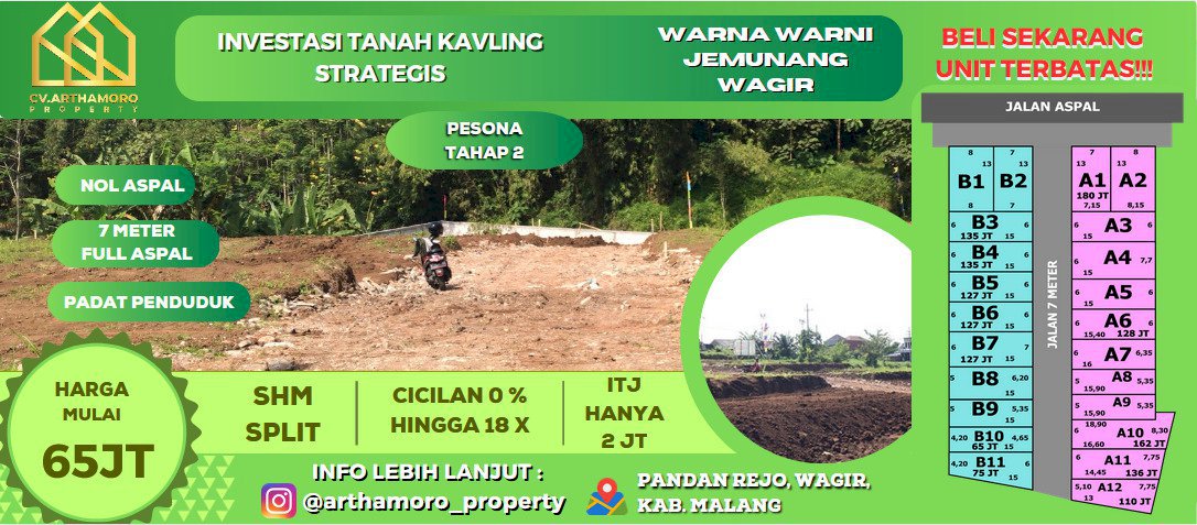 JUAL KAVLING MURAH LOKASI PANDANREJO WAGIR MALANG