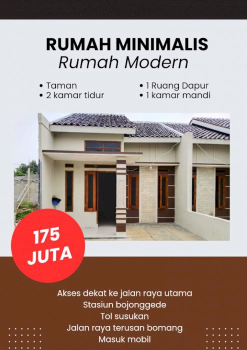 Rumah mewah murah banget di Bojonggede akses mobil free kanopi