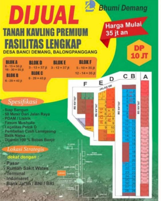 DiJual Tanah Kavling Murah BalongPanggang Gresik Jawa Timur