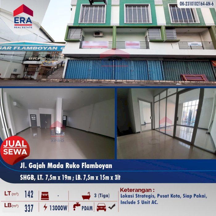 DiSewakan Ruko Flamboyan 3 Lantai Pontianak Kalimantan Barat