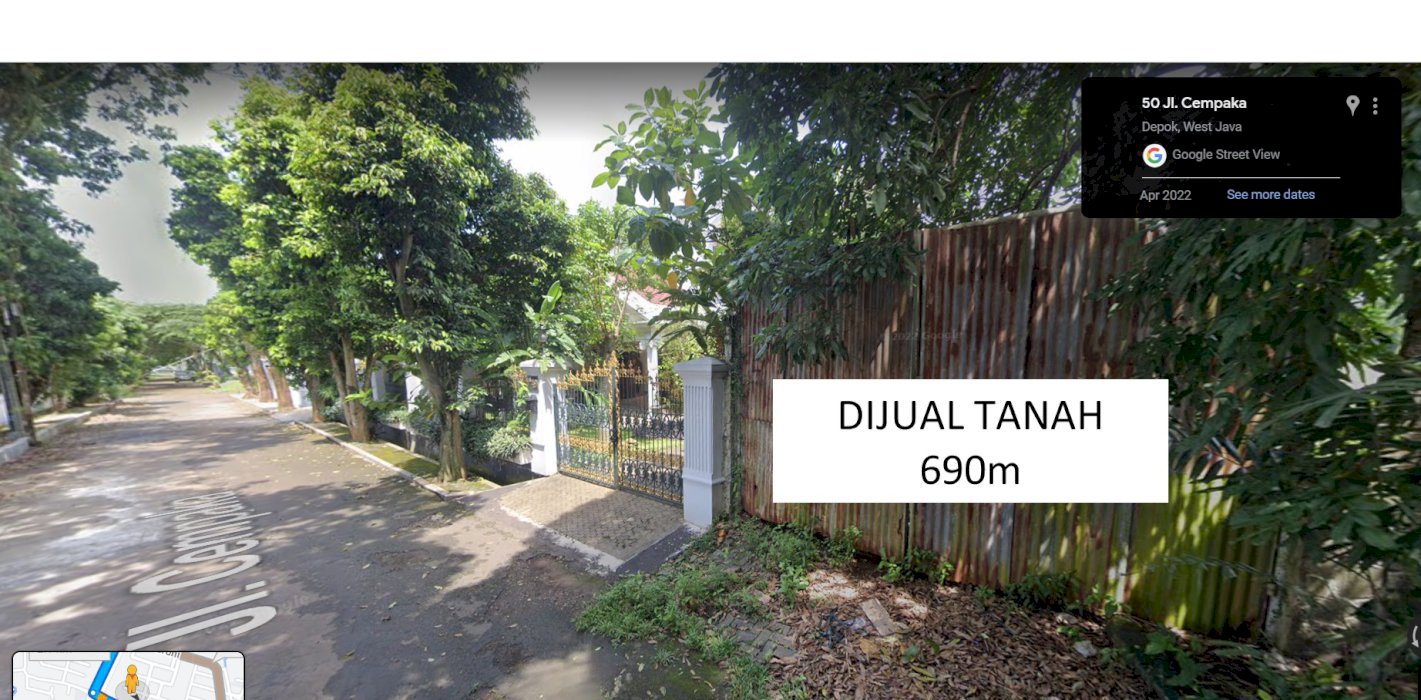 Di jual cepat sebidang tanah Cinere dekat pintu tol. Lokasi Stategis