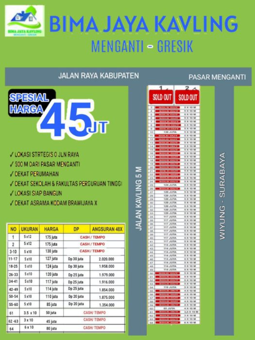 Jual tanah kavling cicilan inhouse