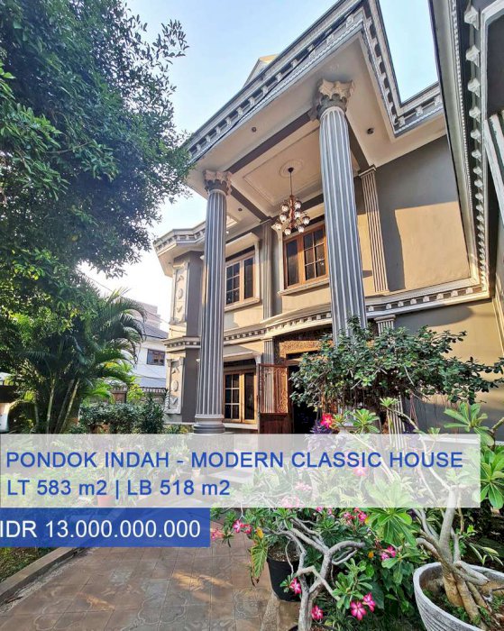 For Sale Rumah Modern Classic Di Pondok Indah Jakarta Selatan