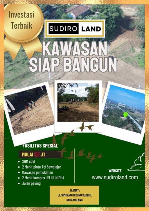 Tanah Kavling Siap Bangun Hanya 2 Menit dari Exit Tol Kota Malang