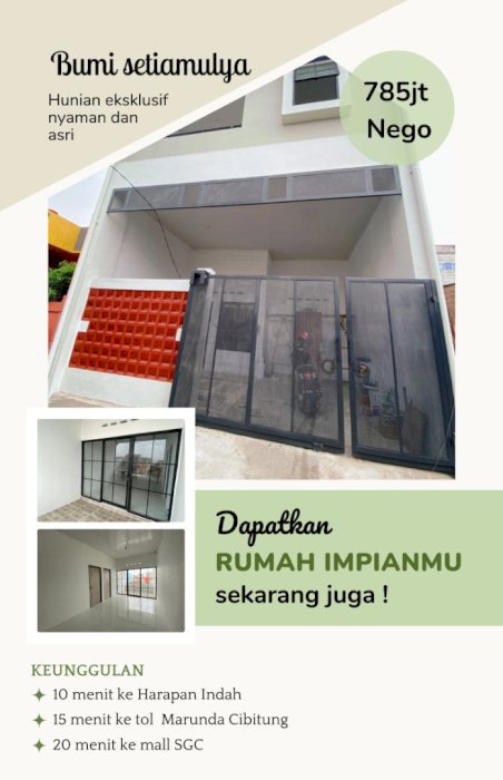 JUAL RUMAH 2  LANTAI PERUM BUMI SETIAMULYA BEKASI