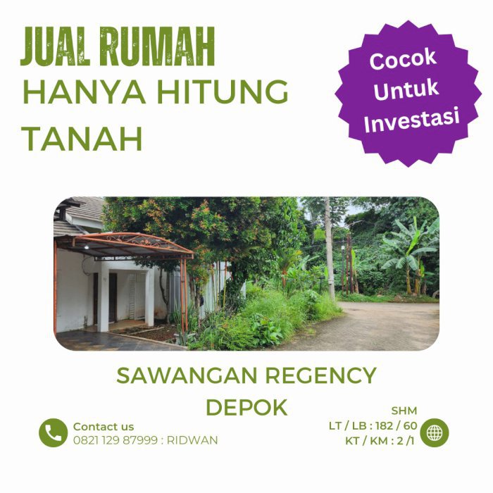 JUAL TANAH BONUS RUMAH LOKASI PERUMAHAN SAWANGAN DEPOK