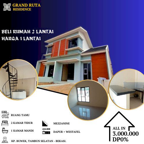 DIJUAL RUMAH 2 LANTAI HARGA 1 LANTAI DEKAT STASIUN TAMBUN