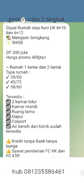 Jual ruko new harga subsidi