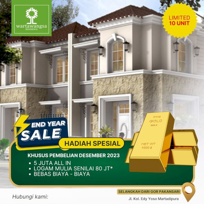 Jual Rumah Di Wartwangsa Residence Tanpa DP Hadiah Logam Mulia