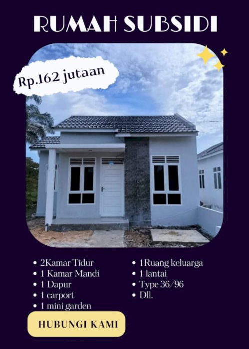 DI JUAL RUMAH SUBSIDI TYPE 36/96 PEKANBARU RIAU