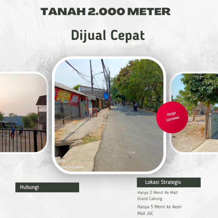 Dijual tanah luas 2000m,di jakarta timur lokasi Cakung