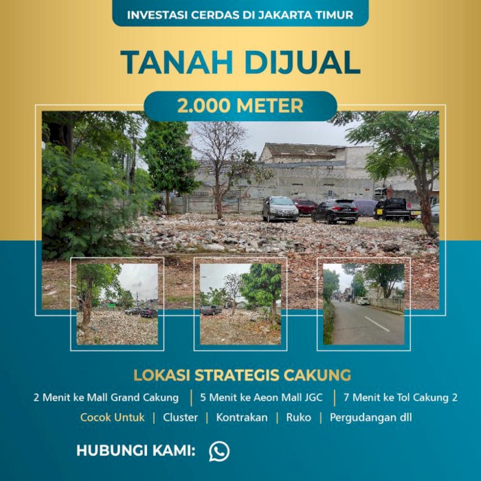 Tanah dijual seluas 2000 M,di ujung Menteng Jakarta Timur