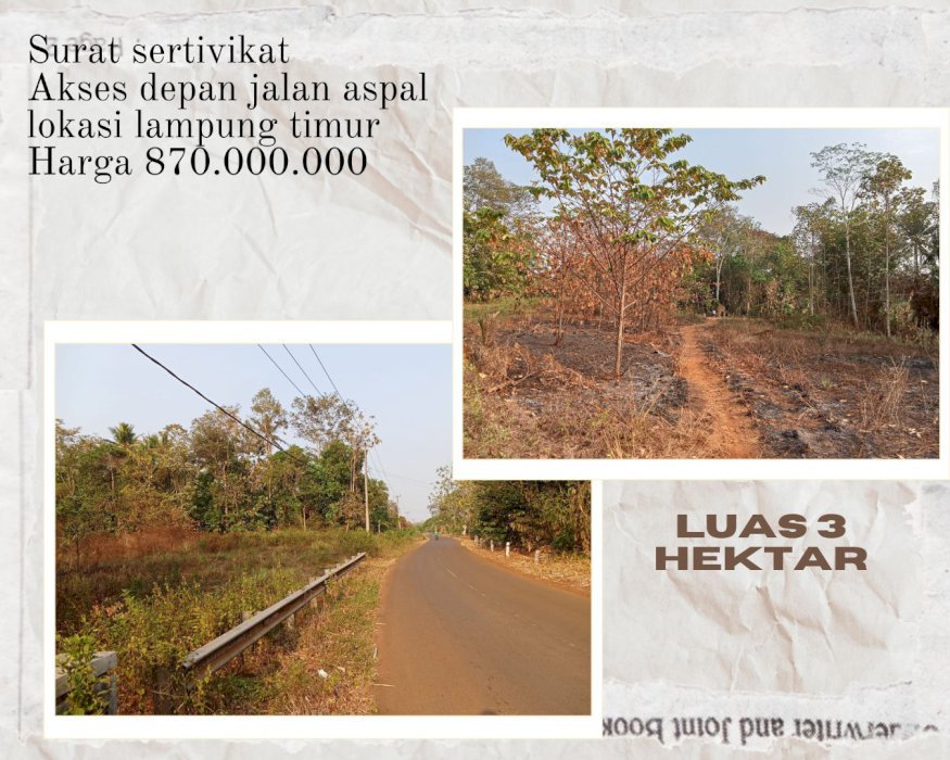 3 hektar harga 5 MILYAR   3 hektar harga 850jt 