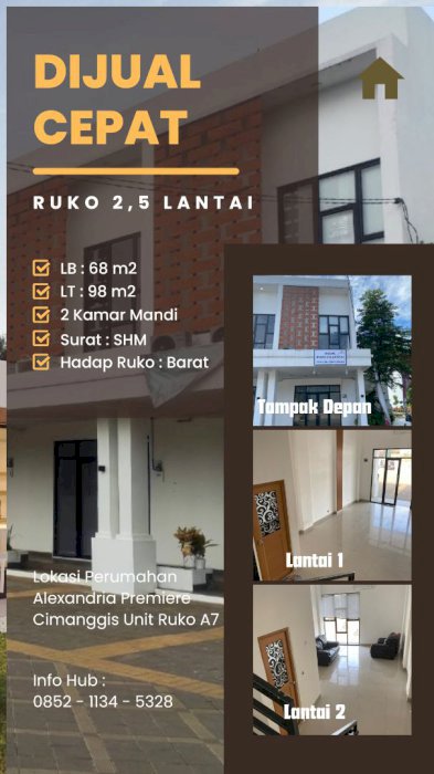 Dijual Ruko 2,5 Lantai Lokasi Tapos Depok