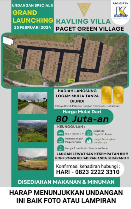 GRAND OPENING TANAH KAVLING PACET GREEN VILAGE