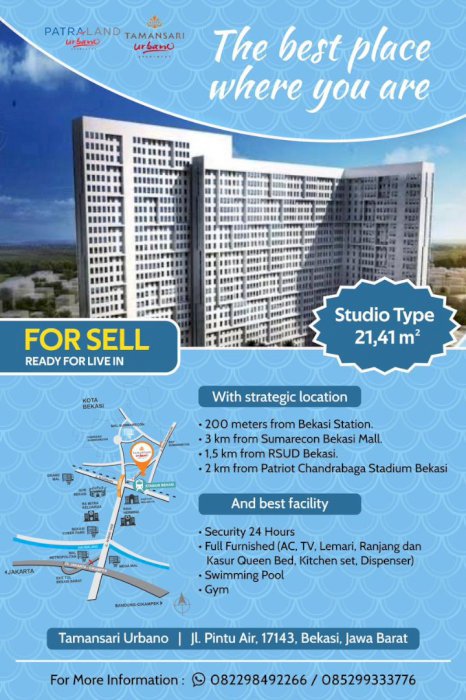 APARTEMEN STUDIO PATRALAND URBANO  BEKASI UTARA JAWA BARAT