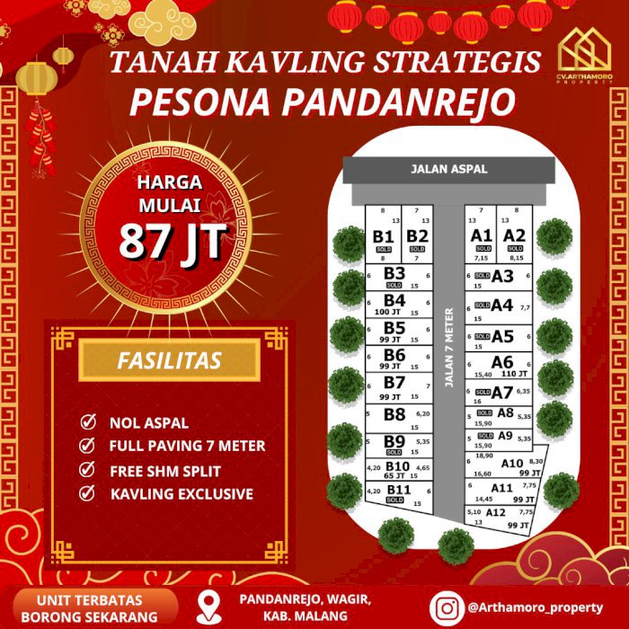 TANAH KAVLING STRATEGIS PANDANREJO MALANG