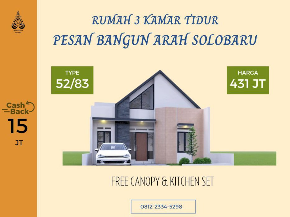 CLUSTER 3 KT SELATAN AL AZHAR 21 SOLOBARU RUMAH PROMO DI SUKOHARJO