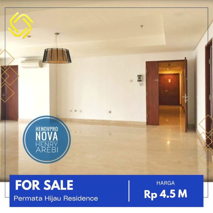 Dibawah NJOP Permata Hijau Residence Unit 4+1BR CITY VIEW