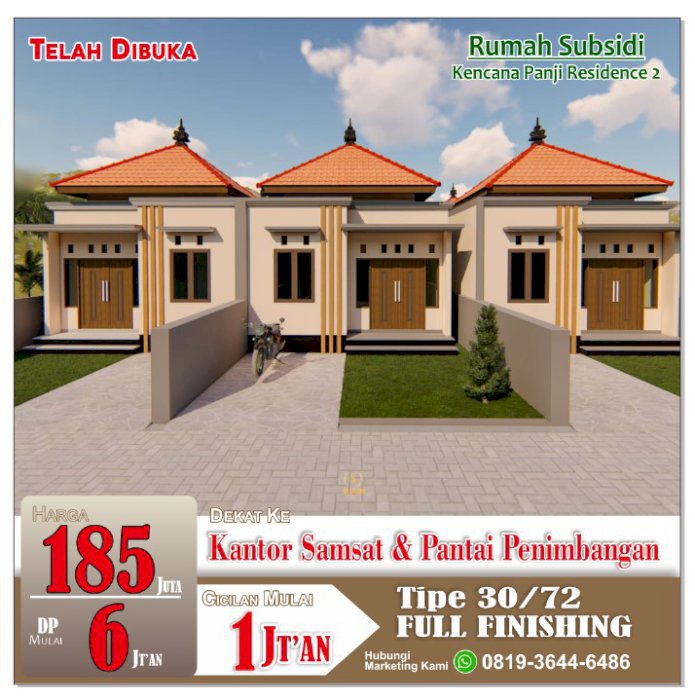 Rumah Subsidi Fullfinishing Dekat Kantor Samsat Buleleng
