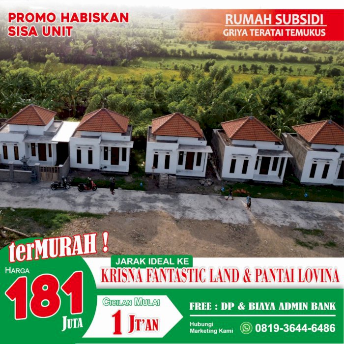 RUMAH SUBSIDI FREE DP DAN ADMIN BANK SERIRIT SINGARAJA