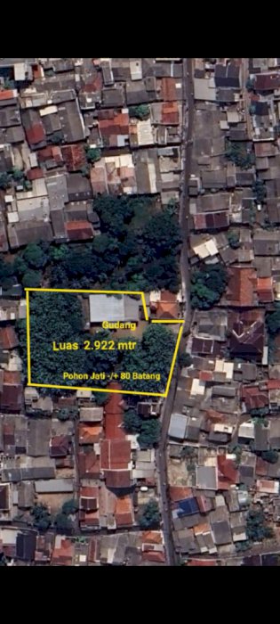 DIJUAL CEPAT.. TANAH LT. 2922 M2 (BONUS POHON JATI & GUDANG)