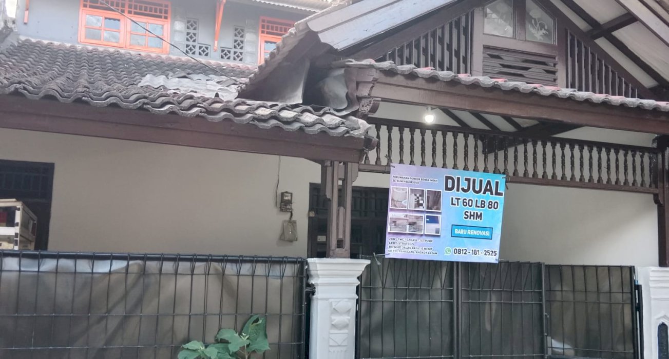 DI JUAL RUMAH DI DALAM KOMPLEK PONDOK BENDA INDAH BELAKANG RS VITALAYA