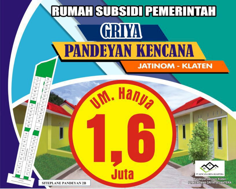 DIJUAL PERUMAHAN SUBSIDI GRIYA PANDEYAN KENCANA KLATEN JAWA TENGAH