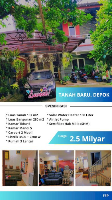 Kesempatan Emas: Rumah Mewah 3 Lantai di Tanah Baru, Beji, Depok!