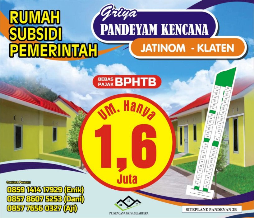 PROMO RUMAH SUBSIDI DP 1.6 JUTA