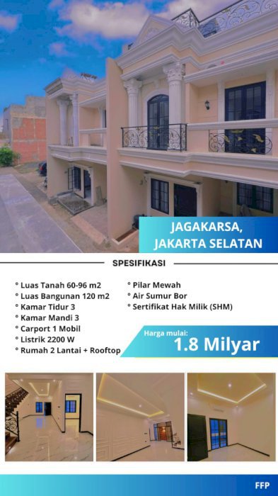 Hunian Cluster Classic Modern dengan Ruko, Lokasi  di Jakarta Selatan