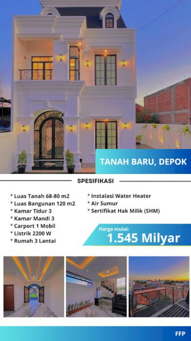 American Classic Living: Townhouse Mewah 3 Lantai di Tanah Baru, Depok