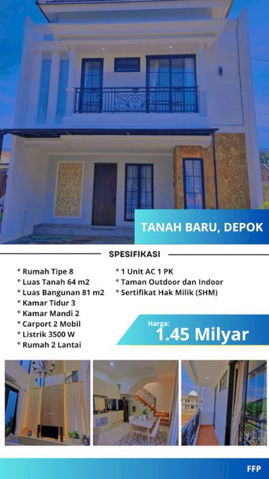 Rumah Townhouse Baru di Tanah Baru, Depok
