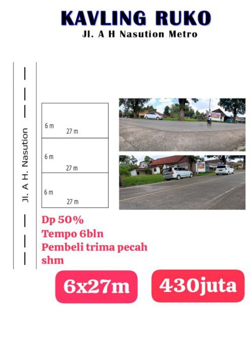 JUAL KAVLING RUKO LOKASI STRATEGIS DI METRO LAMPUNG