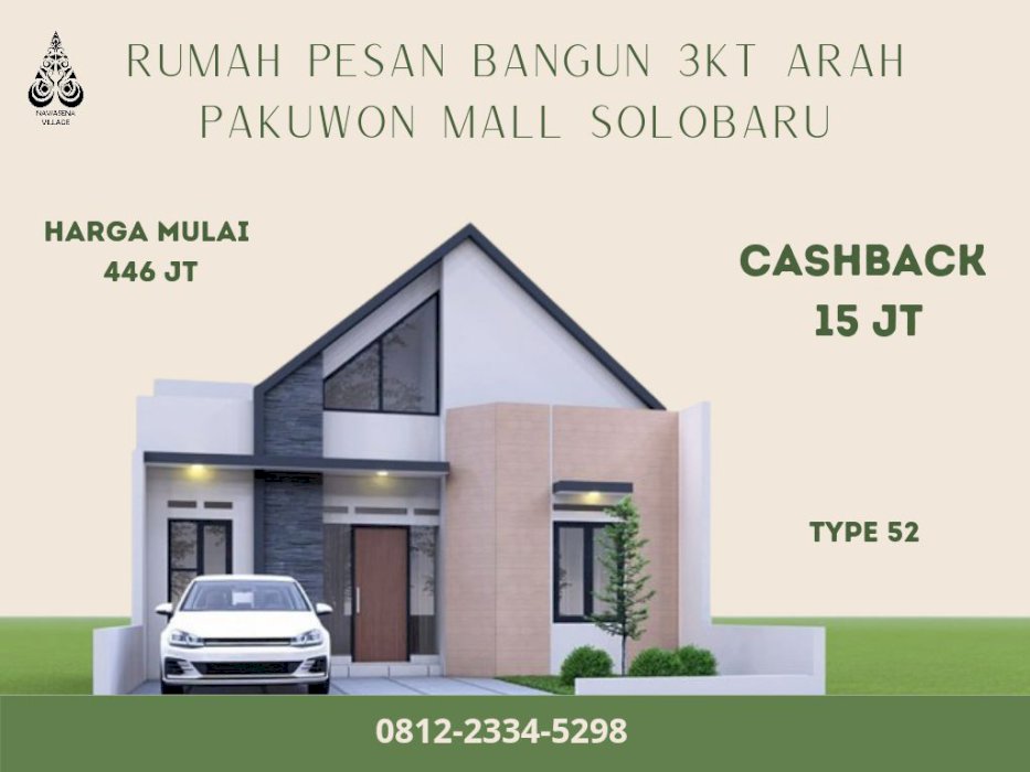 CLUSTER 3 KAMAR TIDUR BARAT GENTAN RUMAH MURAH ARAH RS DR OEN SOLOBARU