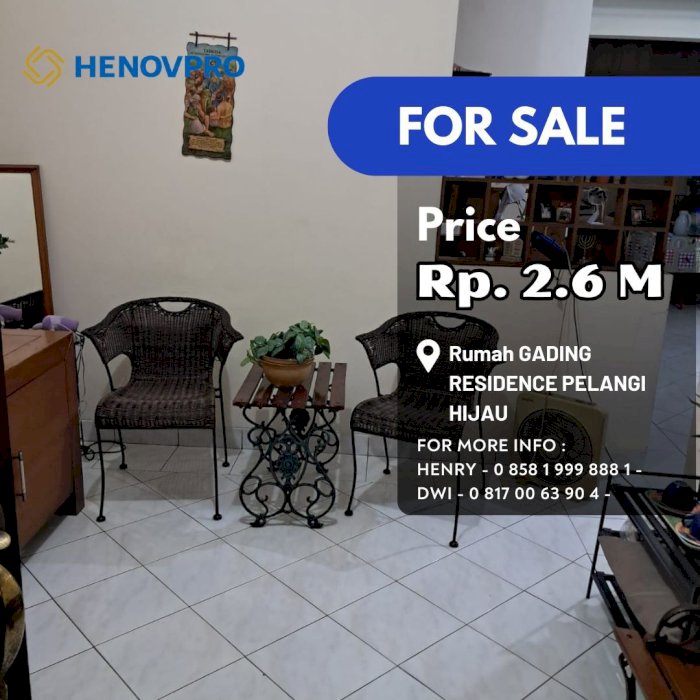 TURUN HARGA Rumah GADING RESIDENCE PELANGI HIJAU Kelapa Gading JakUt