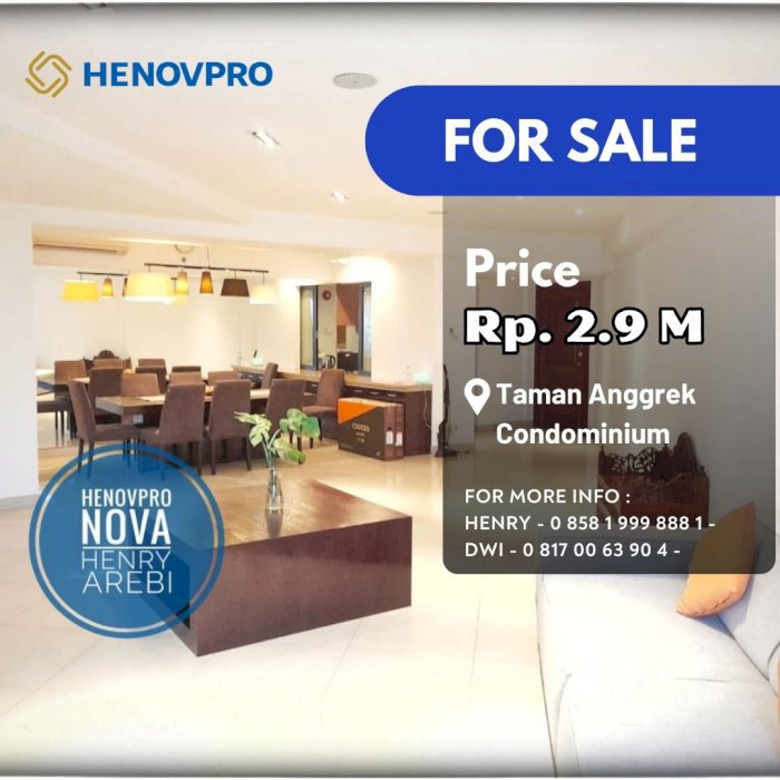 Taman Anggrek Condo 3+1 BR SPECIAL UNIT Full Renov+Furnish