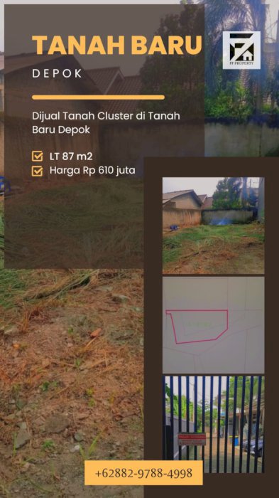 Dijual: Tanah 1 Unit Kavling Pojok di Tanah Baru Depok