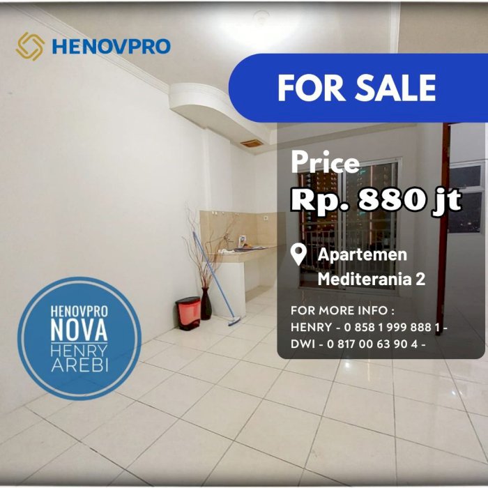 TURUN HARGA Mediterania 2 Unit 2 BR Semi Furnish Best View