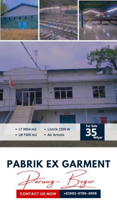 Dijual: Pabrik Ex Garment di Parung, Bogor, Jawa Barat