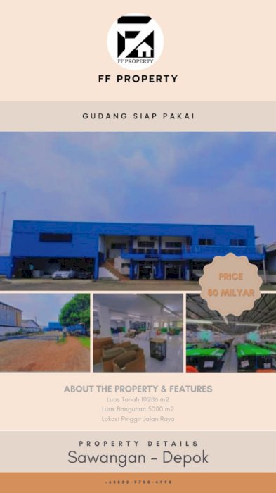 Dijual: Gudang Siap Pakai di Sawangan, Depok