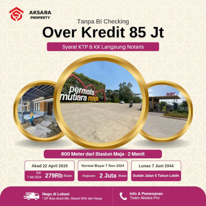 Permata Mutiara Maja Cluster Ruby Over Kredit Jual Rugi