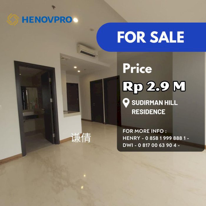 Sudirman Hill 2 BR Ada Balkon JUAL BU JARANG ADA