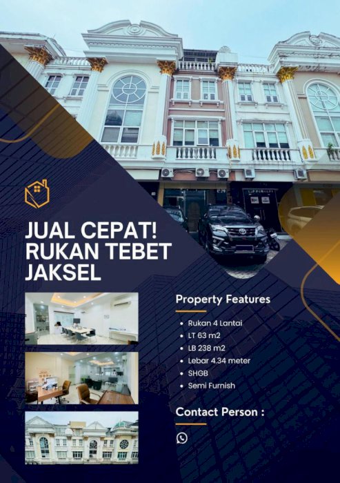 DIJUAL CEPAT RUKO CROWN PALACE DI TEBET JAKARTA SELATAN