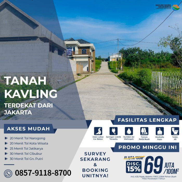 Tanah Kavling Murah dekat Jakarta Lokasi Strategis