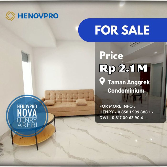 TURUN HARGA BRAND NEW UNIT Taman Anggrek Condo 3 BR Best CITY View